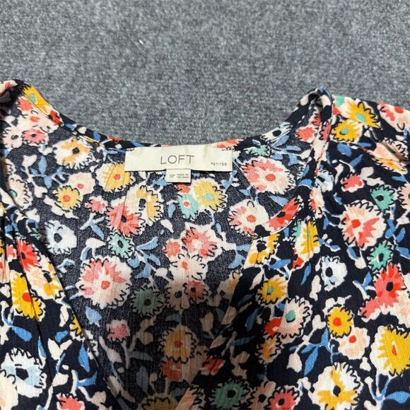 LOFT Women's Floral Print Knee Length Dress Size Small Petite V-Neck Casual - Picture 5 of 9